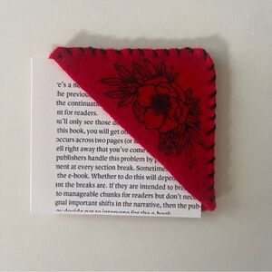 Red Floral Corner Bookmark